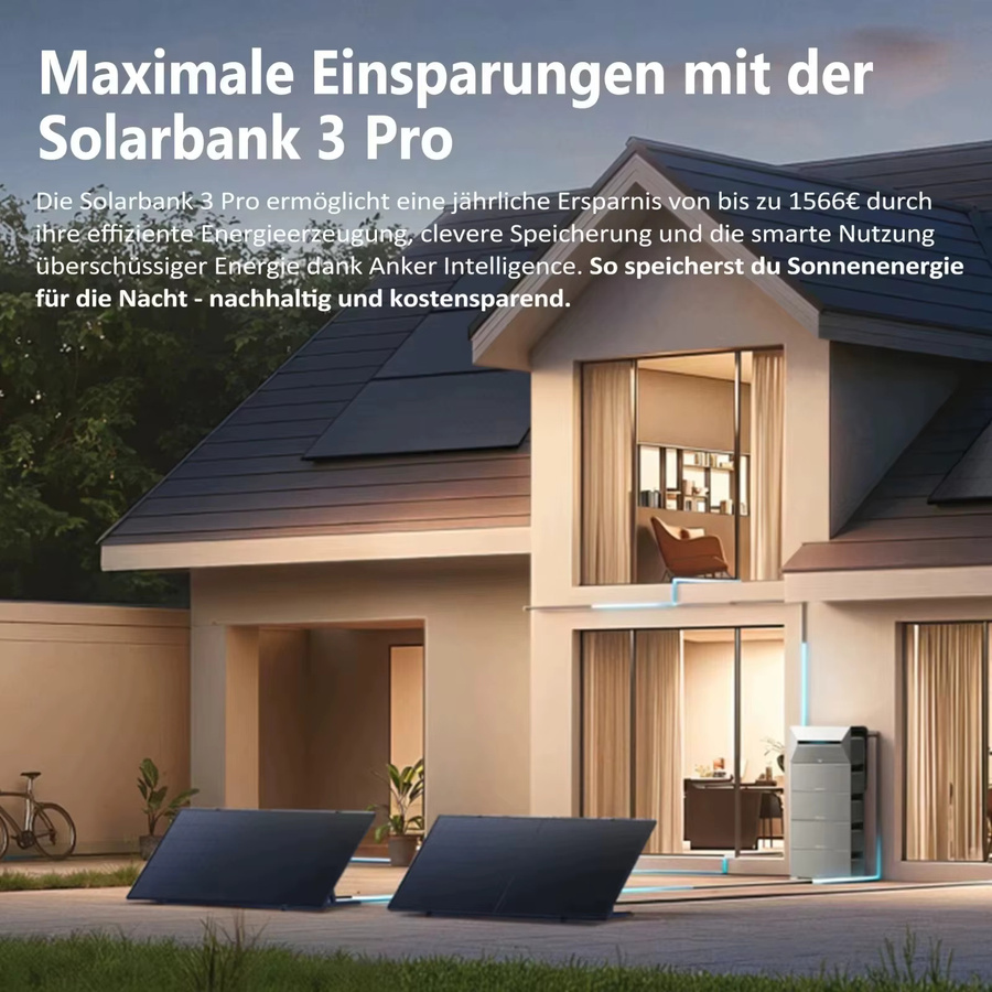 Anker SOLIX Solarbank 3 E2700 Pro Balkonkraftwerk Set in Schwarz mit 4x500W Solarmodulen - Bild 2
