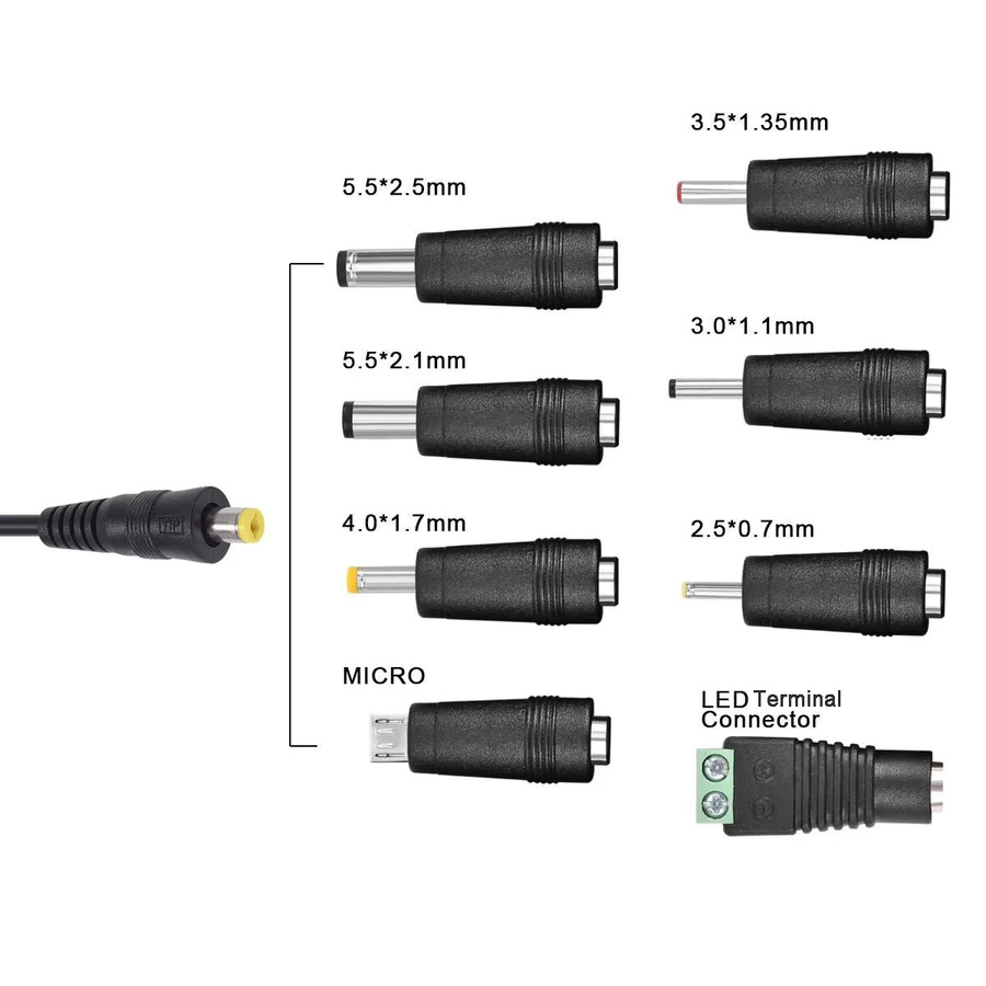 Universelles USB 2.1A Netzteil mit einstellbarer Spannung von 3V bis 12V, Schwarz - Bild 2