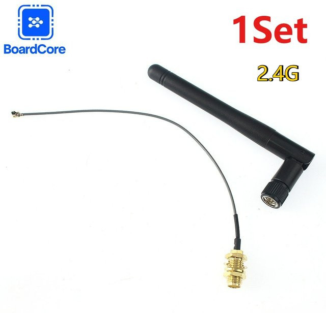 YTDMEN 2,4 GHz Wifi Antenne mit RP-SMA Stecker und 16 cm U.FL IPX zu RP-SMA Pigtail Kabel für ESP8266 ESP32 in Schwarz - Bild 1