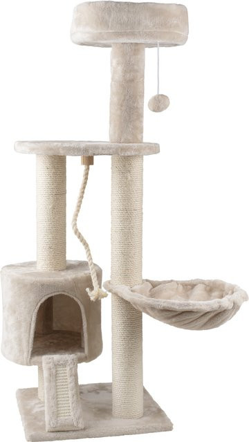 ZOOFARI Kratzbaum in Beige mit Höhle, Hängematte und integriertem Spielzeug - Bild 1