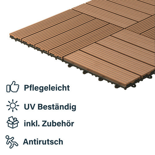 Home Deluxe Klickfliesen WPC Bavaro in Teakfarbe, 9 m² (B/T/H: 30 x 30 x 2,2 cm) - Bild 3