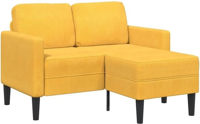 vidaXL 2-Sitzer-Sofa in L-Form mit Chaiselongue, Farbe Hellgelb, Material Leinen, Breite: 125 cm, Tiefe: 85 cm, Höhe: 118 cm - Bild 1
