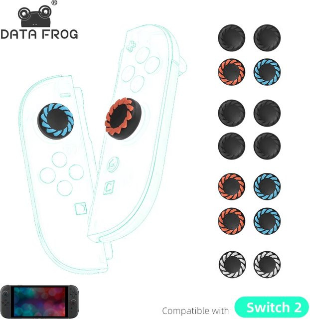 DATA FROG Joy-Con Daumengriffe für Nintendo Switch und Switch 2, Silikon-Anti-Rutsch-Kappen für Joystick-Abdeckung, 4 Paar, Multicolour - Bild 1