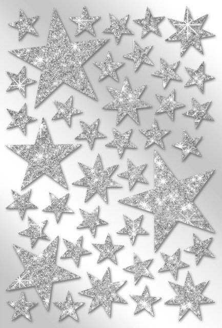 Moosgummi-Sticker Sterne in Silber - Bild 1