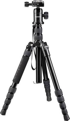 Mantona DSLM Travel Kugelkopf-Dreibeinstativ in Schwarz mit 1/4 Zoll und 3/8 Zoll Anschlüssen, Arbeitshöhe: 48 - 143 cm - Bild 1