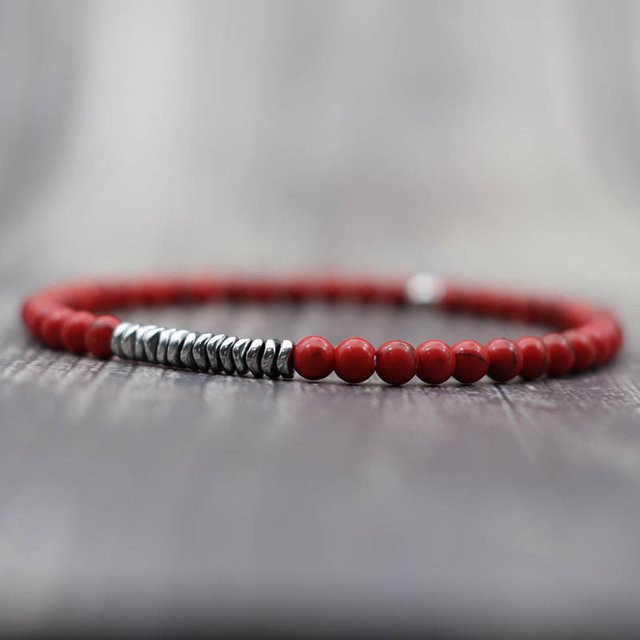 Armband, Hämatit, Perle, Schwarz, Herren - Bild 1