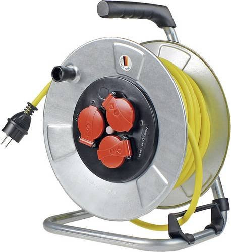 AS Schwabe Kabeltrommel 10343 Gelb mit 25m Kabellänge und Schutzkontakt-Stecker - Bild 1