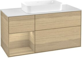 V&B Waschtischunterschrank Finion mit Regalfach links, Farbe Oak Veneer, B/T: 120 x 60 cm - Bild 1