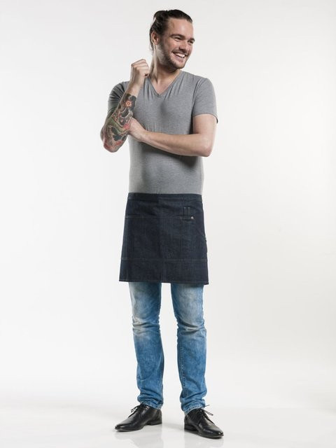Chaud Devant Bistroschürze Multipocket Blue Denim in Dunkelblau, B: 90 cm, L: 40 cm - Bild 1