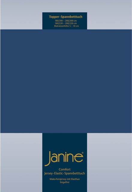 Janine Topper Spannbetttuch Elastic Jersey aus Baumwolle in Blau - Bild 1