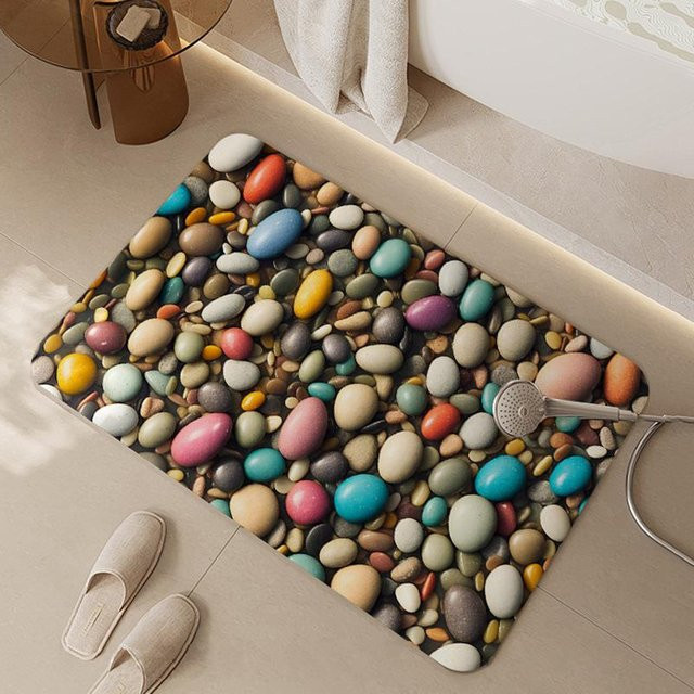 Wasserabsorbierende und rutschfeste Badezimmerfußmatte von Yiran Furniture aus Polyester, B/T: 40 x 60 cm - Bild 1