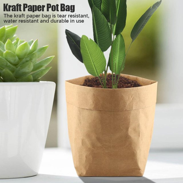 Multifunktionale Kraftpapiertüte mfySpace als Pflanztopf Abdeckung und Aufbewahrungstasche, Braun, B/T/H: 25 x 25 x 40 cm - Bild 1