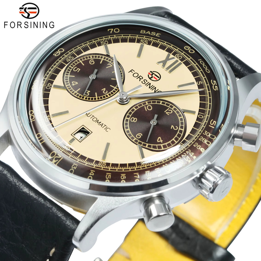 Forsining Armbanduhr Automatik, Edelstahl, Leder, Herren - Bild 2