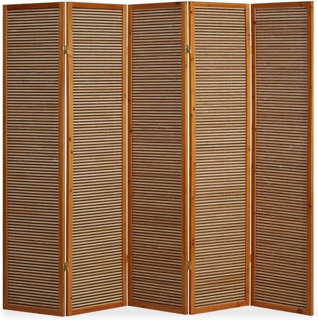Homestyle4u 5-tlg. Paravent aus Bambus in Braun, B: 220 cm, H: 175 cm - Bild 1