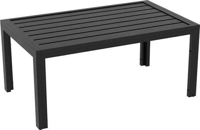 Outsunny Beistelltisch aus Stahl in Schwarz, wetterfester rechteckiger Gartentisch für Balkon, Terrasse und Wohnzimmer, B/T/H: 101,5 x 61 x 46 cm - Bild 1
