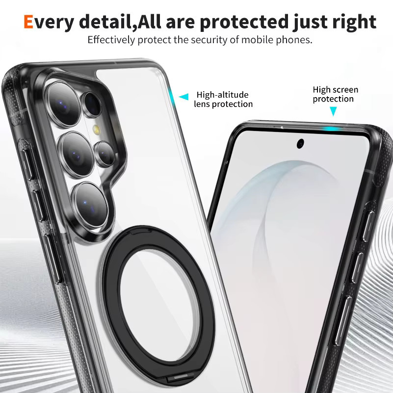 MagSafe TPU Acryl Schutzhülle für Samsung Galaxy S26 Ultra und S26 Plus mit 360 Grad drehbarem Ständer in Transparent - Bild 2
