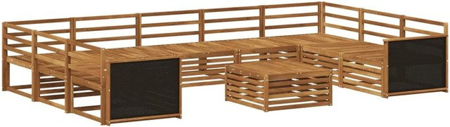 vidaXL Outdoor-Sofagarnitur aus Massivholz Akazie in Natur Braun, 10-teiliges Set mit modernem Design - Bild 1