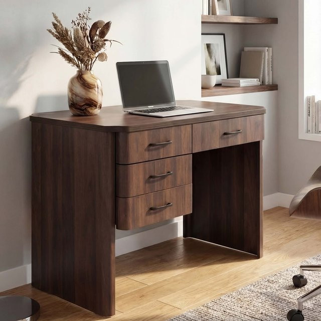 Schreibtisch MCW P42 mit 4 Schubladen in Walnuss-Optik, B/T/H: 110 x 78 x 60 cm - Bild 1