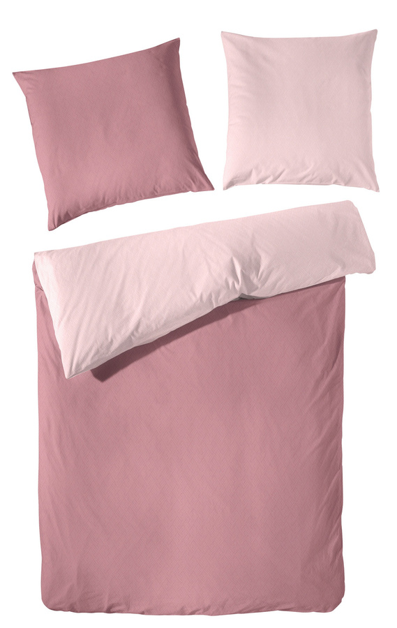 Primera Edelflanell Bettwäsche Wende Set aus Baumwolle, Farbe Himbeere Rosa, B/H: 155 x 220 cm mit Kissen 80 x 80 cm - Bild 1