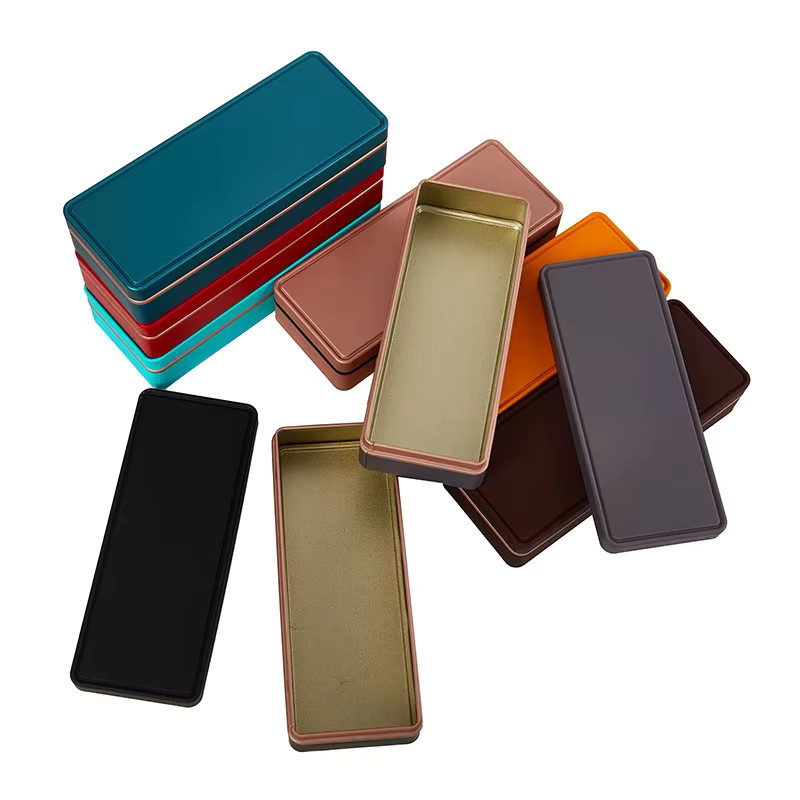 Rechteckige Aufbewahrungsbox aus Metall mit Deckel in Mehrfarben und Gold, Organizer für Schmuck, Tee oder Süßigkeiten, B/T/H: 6,5 x 3,4 cm - Bild 4