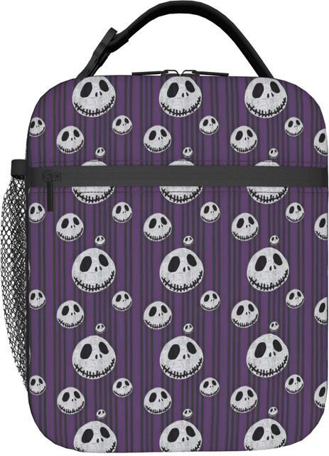 Potdemiel Skellingtones Skull Isolierte Lunchtasche in Lila, Tragbare Thermo-Kühlbox für Bento-Box, Schule und Büro, B/H/T: 26,0 x 21,0 cm - Bild 1