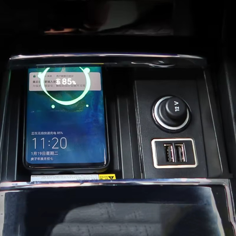 Carinway Kabelloses Auto-Ladegerät 15W Handy-Ladestation Ladehalterung für Skoda Kodiaq und Karoq, Schwarz - Bild 2