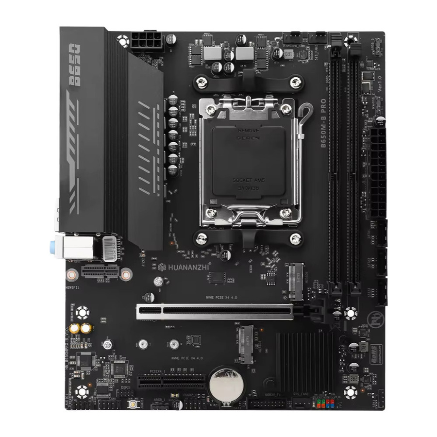 HUANANZHI B650M B PRO Mainboard AM5 für AMD Ryzen 7000 8000 9000 Serie, Micro-ATX, DDR5, M.2 NVMe, WiFi, Schwarz - Bild 5