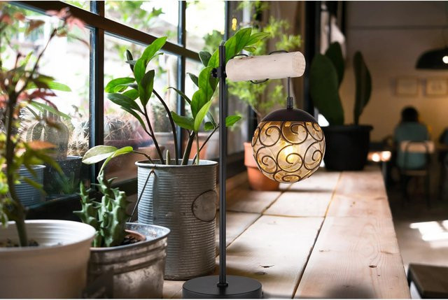 Globo Tischlampe Ma x i 1-flammig Schwarz matt mit Glasschirm, B/T/H: 340 x 180 x 550 mm - Bild 1
