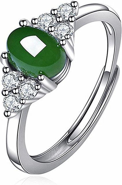 Wucifang Jewelry Edelsteinring, Zirkonia, Grüner Chalcedon, Smaragd, Jaspis, Unisex - Bild 1