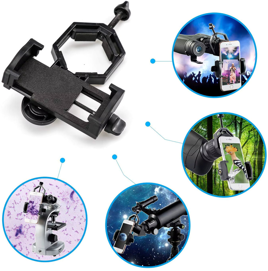Universal Handy Adapter Clip Mount von HUOAED in Schwarz zur Smartphone-Halterung für Fernglas, Spektiv und Teleskop - Bild 4
