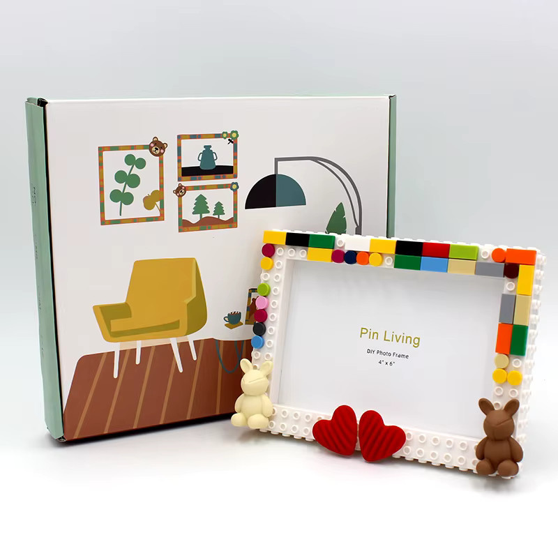 Pinliving Love DIY Baby Baustein Fotorahmen Set in Rot und Multicolour - Bild 2