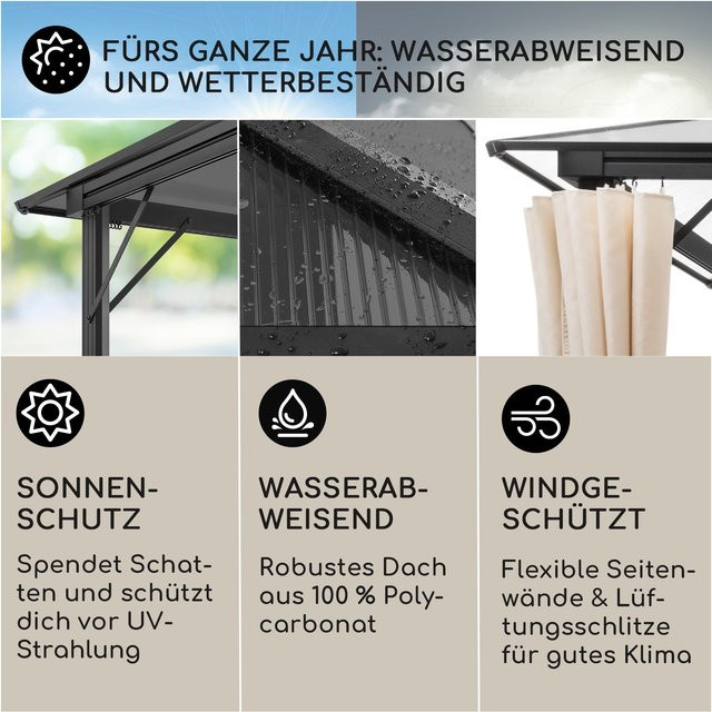 Blumfeldt Pantheon Solid Sky Ambient Solar Pavillon aus Aluminium und Polycarbonat mit grauem Dach, B/T: 300 x 300 cm - Bild 1