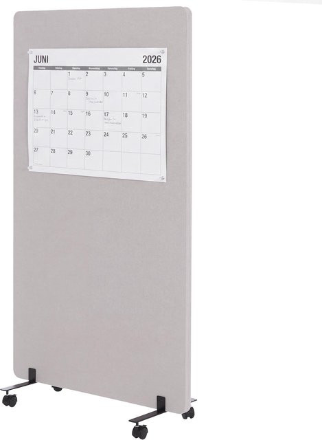 MCW Akustik-Trennwand G77 Rollbarer Büro-Sichtschutz als Raumteiler und Pinnwand, Doppelwandig, Farbe: Beige, B/H: 147 x 80 cm - Bild 1