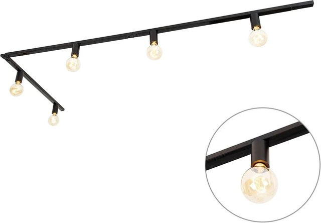 QAZQA Modernes 1-Phasen-Schienensystem Jeana, 5-flammig, Schwarz, E27-Fassung - Bild 1