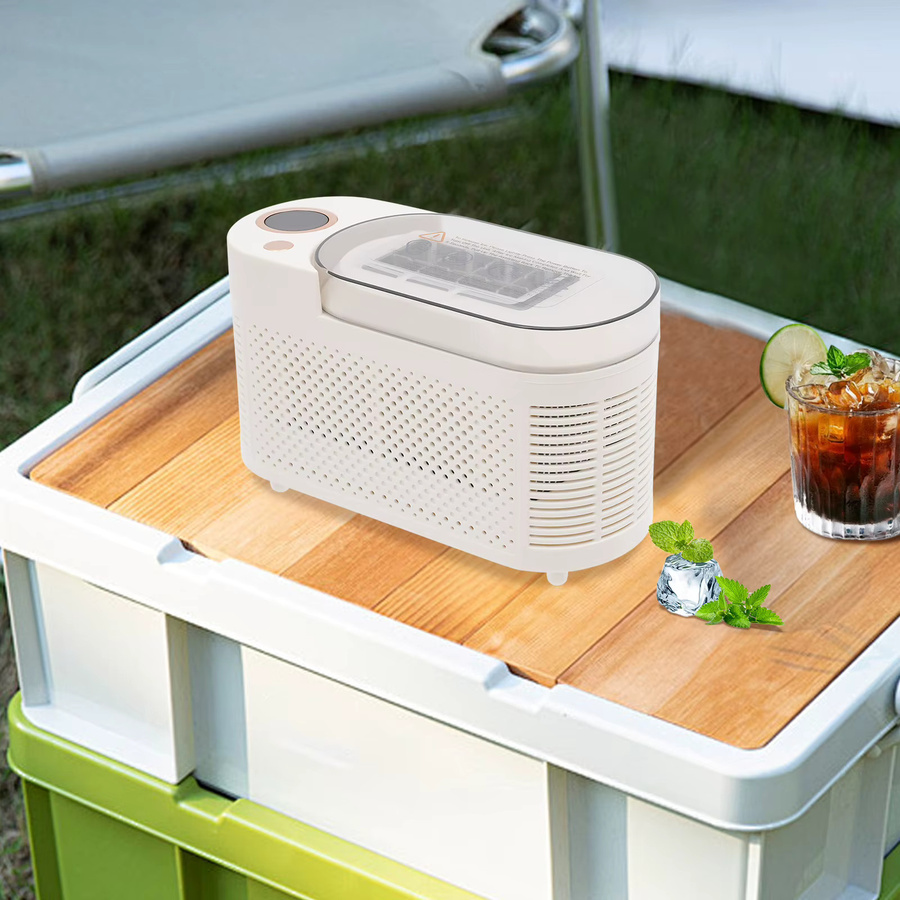 Bymaocar Auto Mini-Eiswürfelbereiter Kompakte Eiswürfelmaschine in Weiß aus Aluminiumlegierung und Kunststoff für Camping und Wohnmobile (100V-230V/12V) - Bild 3