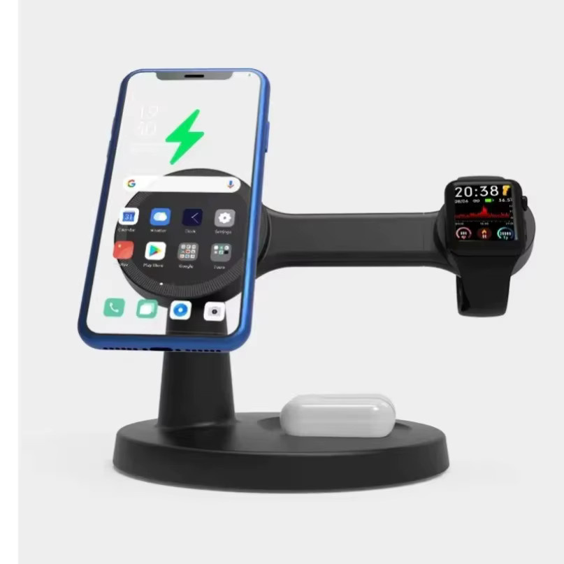 VIKEFON Magnetische 3-in-1 Kabellose Ladestation für MagSafe iPhone, Apple Watch und AirPods Pro in Schwarz - Bild 4