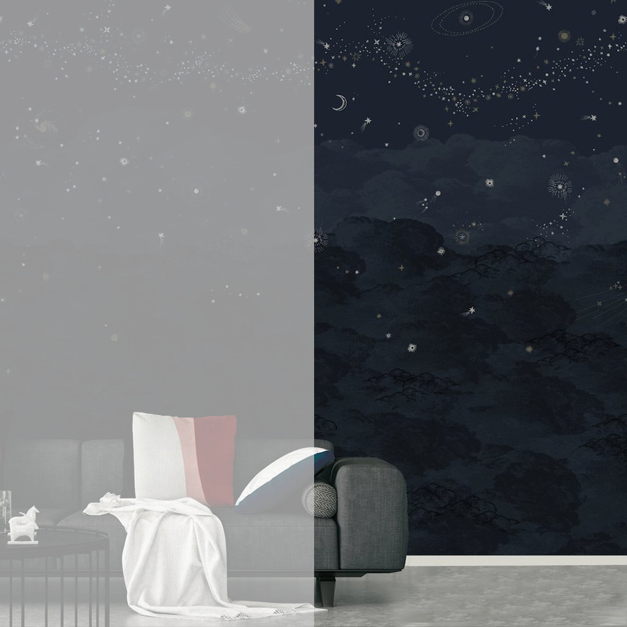 Isidore Leroy Mural Cosmos Nuit Wandgestaltung in Blau mit abstraktem Design und Textiloptik - Bild 2