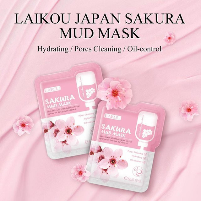 Laikou Sakura Kirschblüten Tonmaske, 5 g, für fettige Haut - Bild 1