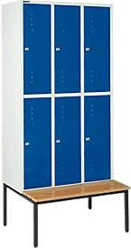 Schäfer Shop Select Kleiderspind mit Sitzbank und 3x2 Abteilen in Einzianblau mit Zylinderschloss - Bild 1