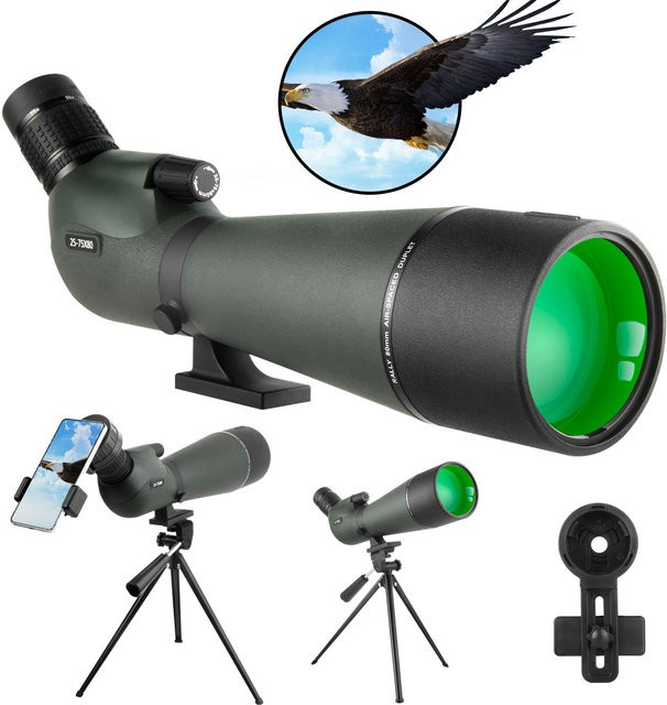 Leistungsstarkes Teleskop-Spektiv mit Zoom-Monokular und Telefonadapter für die Vogelbeobachtung und beim Camping in Schwarz - Bild 1