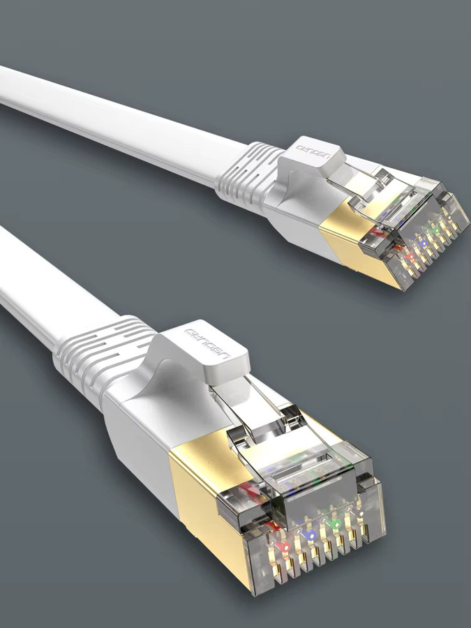 UGOURD Cat8 Ethernet LAN-Kabel Weiß, Flaches RJ45 Netzwerk-Kabel aus reinem Kupfer mit 40Gbps Hochgeschwindigkeit - Bild 1