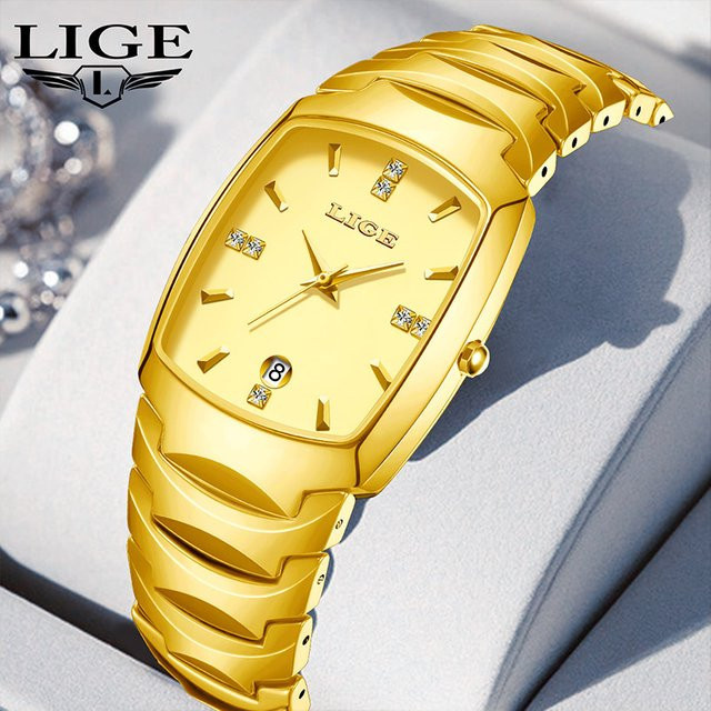 LIGE TOP Damenuhr, Keramik, Quarz, Gold, pink, Datum - Bild 1