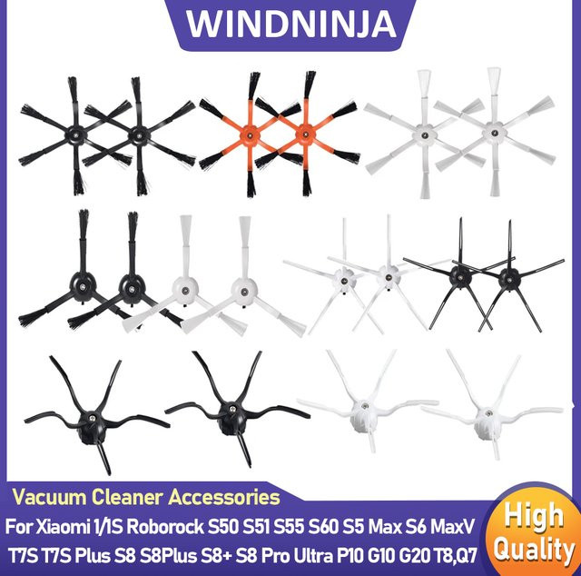 WINDNINJA Seitenbürstenteile in Weiß für Roborock S50 S55 S6 S60 S5 Max S6 Pure S7 Q7 Max T7S T8 E2 S8 G10 P10 Q7 Roboterstaubsauger - Bild 1