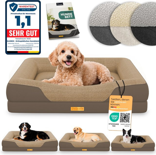 ELONEO Orthopädisches Hundebett mit Orthopädischem Schaumstoff, Braun, Größe S - Bild 1