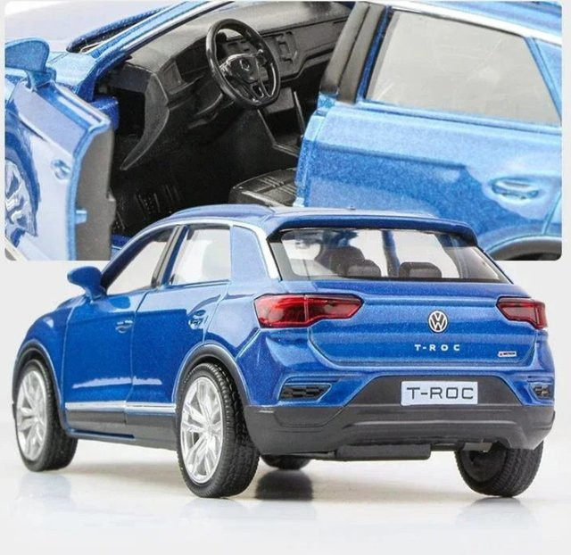 T-ROC Legierungs-Simulationsautomodell, 1:36, Blau, Metall, Fahrzeug - Bild 1