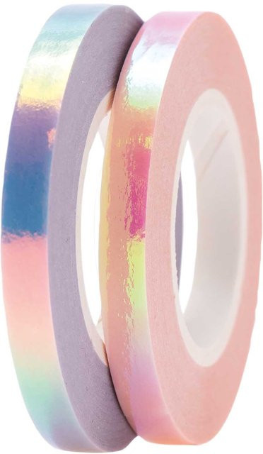 Rico Design Paper Poetry Washi Tapes irisierend Rosa-Flieder, 2 Stück, Breite: 5 mm, Länge: 10 m pro Rolle - Bild 1