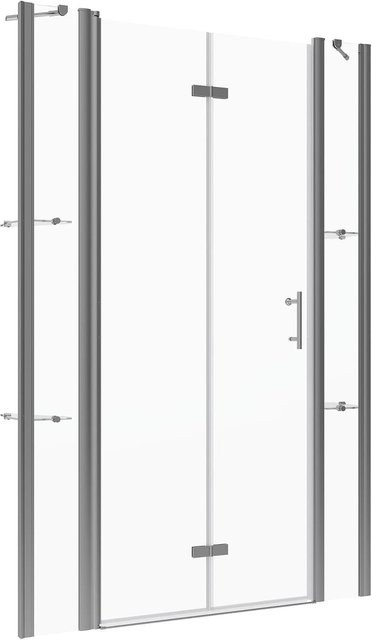 Aquabatos Nischentür Duschabtrennung als Falttür aus Einscheibensicherheitsglas mit Nano Beschichtung, Farbe: Transparent, B: 110 cm, H: 197 cm - Bild 1