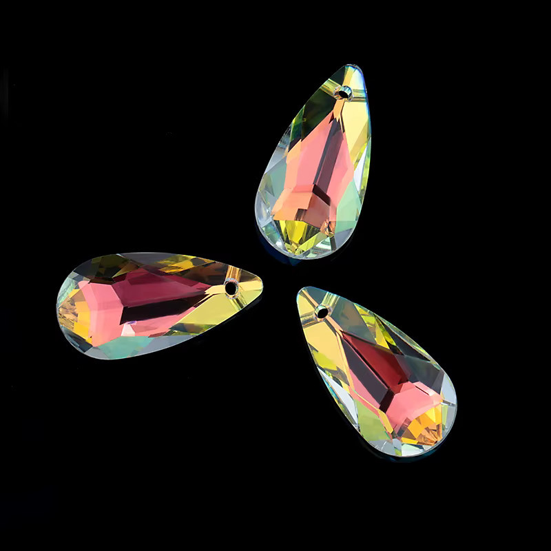 QIAO Anhänger Kristall, Birnenform, Bunt, Unisex, 12x24mm - Bild 3