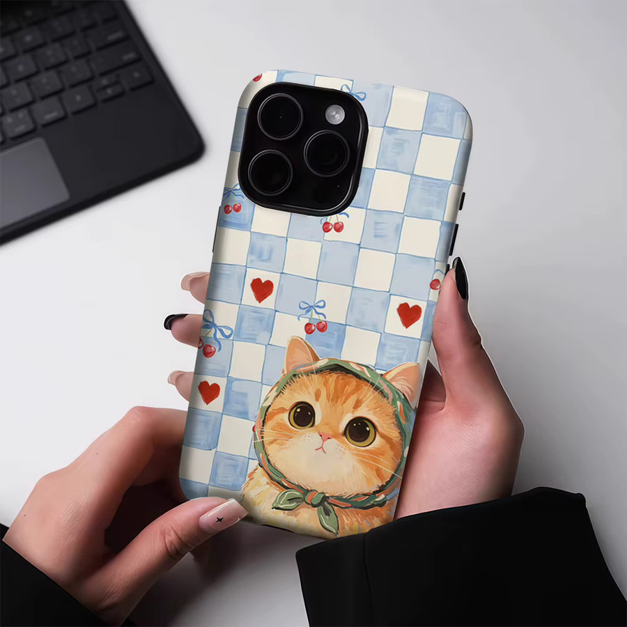 Potdemiel Magnetische Handyhülle Orange Cat für iPhone 17 16 15 14 13 Pro Max Plus Robustes Doppel-Layer Design in Orange - Bild 2