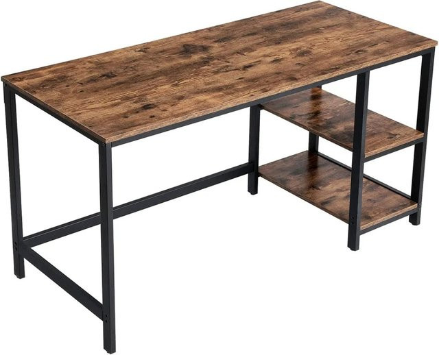 Vasagle Schreibtisch mit 2 Ablagen für dein Home-Office, Braun-Schwarz, B/T/H: 140 x 60 x 75 cm - Bild 1